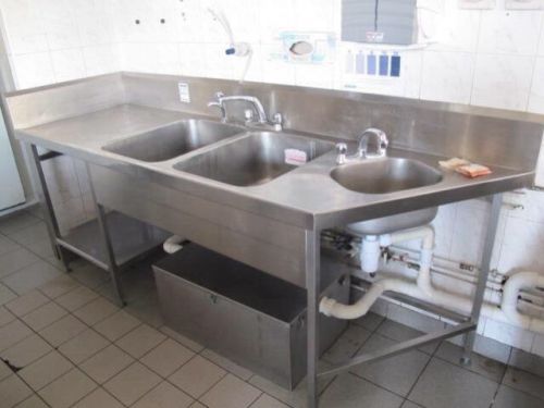 Stainless Double Bowl + Hand wash sink.